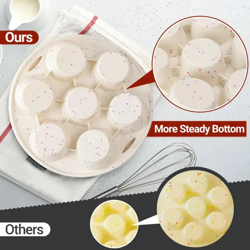Miniatura 3 de Molde de silicona para magdalenas para freidora de aire, olla instantánea, antiadherente, 7 tazas, fácil de manejar para hornear bocados de huevo