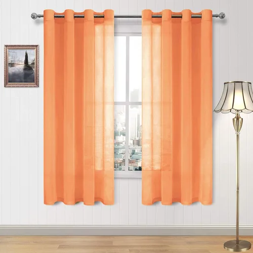 Miniatura 105 de DWCN Cortinas traslúcidas color verde frijol para sala de estar y dormitorio - Cortinas voile con aspecto de lino sintético con ojales en la parte