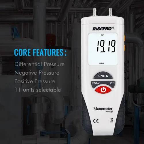 Miniatura 2 de medidor digital de presión del aire y medidor de presión diferencial. manómetro hvac de presión de gas