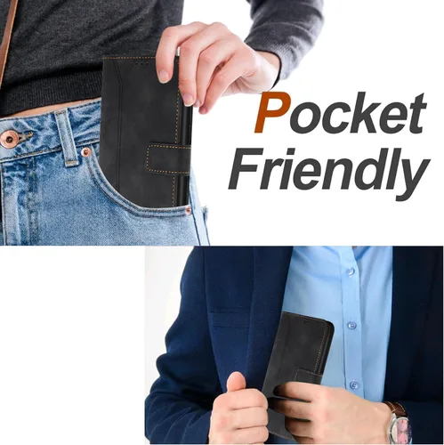 Miniatura 4 de Compatible with Motorola Moto E22/E22i, Leather Business Fashion Casual Phone Wallet Cover with Card Holder Slots Shockproof Kickstand Case-Black
