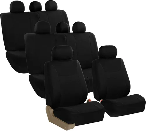 Miniatura 26 de Juego de funda para asiento bolsas de aire de tela negra ligera y fresca FH Group FH-FB030115-SEAT lista para separar; se ajusta a la mayoría de Rosa