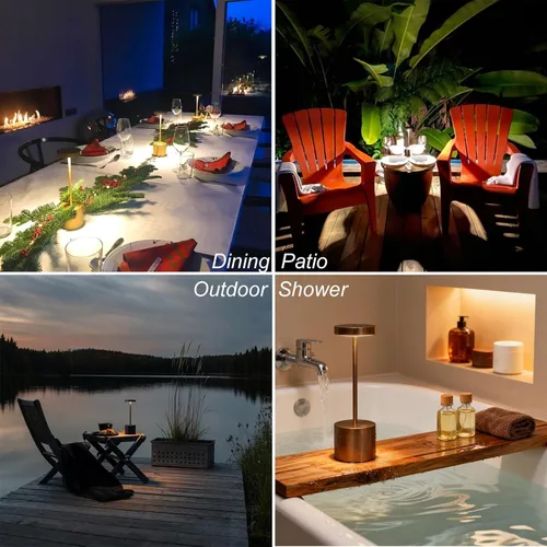 Miniatura 7 de Paquete de 2 Lámparas de Mesa Recargables Inalámbricas, 3 Temperaturas de Color y Regulable, IP54 Impermeable Operada por Batería, Luz LED Portátil