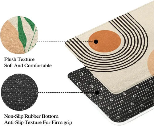 Miniatura 4 de Alfombra Tapete de Baño Abstracta Boho de Mediados de Siglo - Alfombra de Baño de Goma Antideslizante Absorbente Suave para Bañera Ducha Lavabos