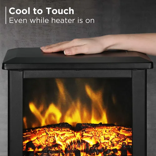 Miniatura 4 de TURBRO Suburbs TS17 - Estufa eléctrica compacta para chimenea, calentador independiente de 18 pulgadas con llama realista, certificado CSA, Negro
