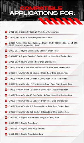 Miniatura 2 de R1 Concepts Frenos y rotores traseros, accesorios incluidos, kit de pastillas de freno y rotores semimetrables traseros, compatible con Lexus CT200h