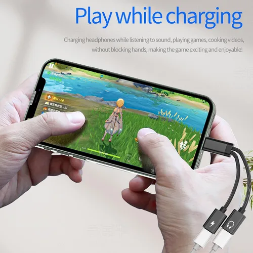 Miniatura 3 de Adaptador de auriculares para iPhone (2 en 1) Dual Lightning Jack Dongle Carga Divisor de Audio Cargador Conector Aux Puerto de Alimentación 14 13