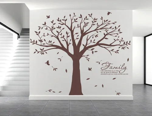 Calcomanía de pared del árbol genealógico de Grant con ramas como en un árbol, adhesivo decorativo con texto para sala de estar (210,82 cm de ancho