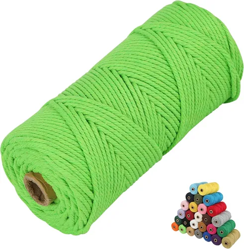Miniatura 37 de Cordón de algodón para macramé, hilo torcido de 4 capas, cuerda de algodón natural, suministros perfectos de macramé, para hacer soportes colgantes