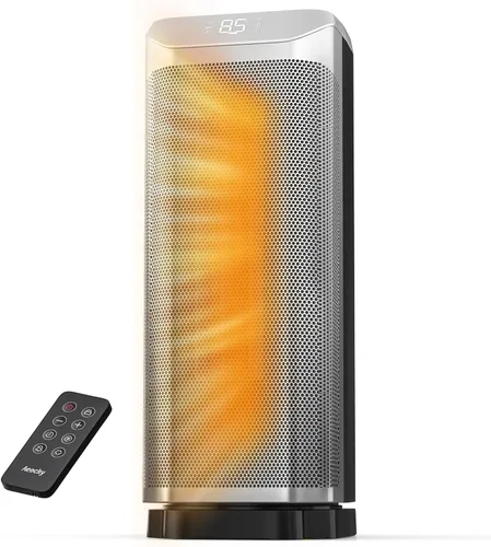 Calentadores de espacio AEOCKY recién actualizados para uso en interiores, calentador eléctrico de metal de 1500 W con termostato AI, calentador de