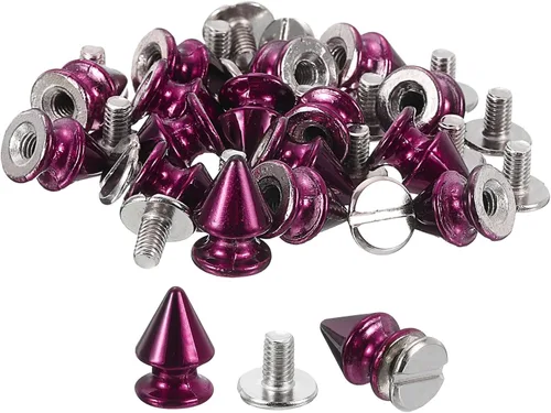 Miniatura 20 de uxcell 50 juegos de remaches de espiga cono, 0.315 x 0.472 in con rosca trasera para árbol y picos para manualidades de cuero, ropa, zapatos, Fósforo
