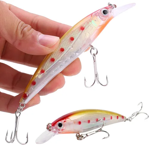 Miniatura 4 de Sougayilang Juego de señuelos de pesca Crankbaits, cebos duros, cebos de natación, para bote, para superficie, señuelos para trucha, lubina, perca