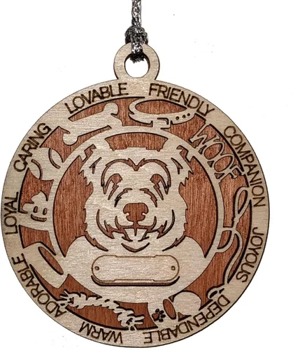 Miniatura 58 de Adorno de Navidad personalizado de madera para perro de 3 pulgadas, nombre y texto personalizables, hecho a mano en Estados Unidos, diseño de corte