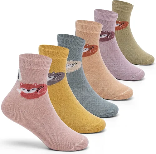 Miniatura 47 de Aisyee Calcetines de algodón para niños, calcetines sin costuras para niños, calcetines coloridos de cuarto de punto, paquete de 6