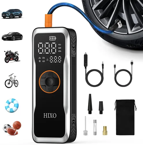 Compresor de aire portátil para inflador de neumáticos, medidor de presión digital de 150 PSI equipado, 20000 mAh de alta capacidad y bomba de aire