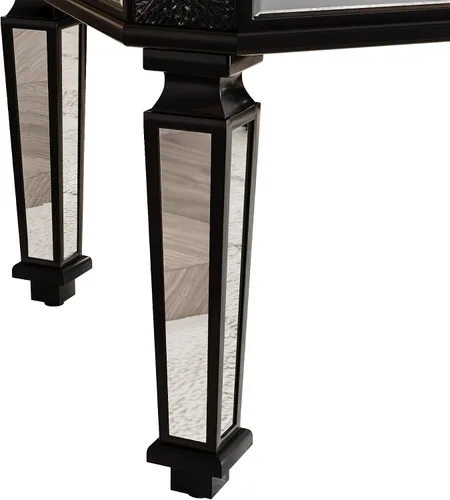 Miniatura 6 de Polibi Mesa de centro con espejo plateado, mesa central rectangular tallada vintage de vidrio con acabado de espejo para sala de estar y oficina
