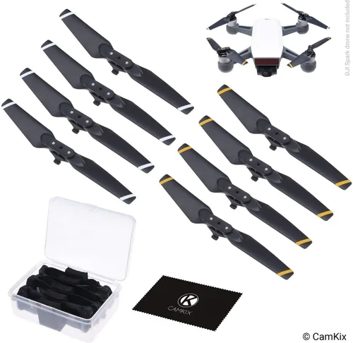 CamKix Hélices de repuesto para DJI Spark, 2 juegos (8 cuchillas), con práctica caja de almacenamiento, alas plegables de liberación rápida, diseño