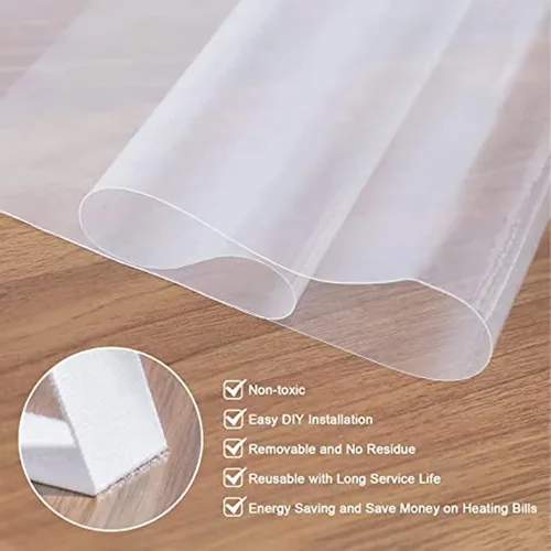 Miniatura 3 de Kit de aislamiento de ventana, lona de vidrio suave sellada para balcón, película transparente, envoltura reutilizable para ventana de invierno que