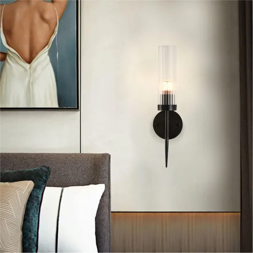 Miniatura 7 de BOKT Apliques de baño modernos de mediados de siglo, iluminación de pared, lámpara de pared vintage negra de tocador, lámpara de pared cilíndrica