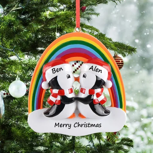 Miniatura 2 de Adorno LGBT Lesbiana, 2025 adornos de Navidad personalizados LGBT Lesbiana Gay, adornos personalizados con todo el amor es igual, adorno LGBTQ