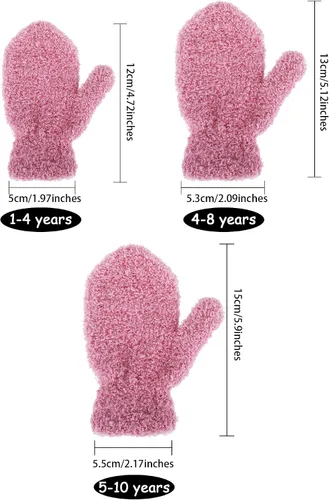 Miniatura 3 de Boao 5 pares de guantes de punto elásticos para niños y niñas, guantes cálidos de invierno para niños y niñas