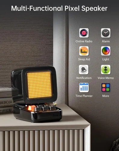 Miniatura 8 de Divoom Ditoo - Altavoz Bluetooth retro de arte pixelado con pantalla frontal de 16X16 LED controlada por aplicación (color negro)