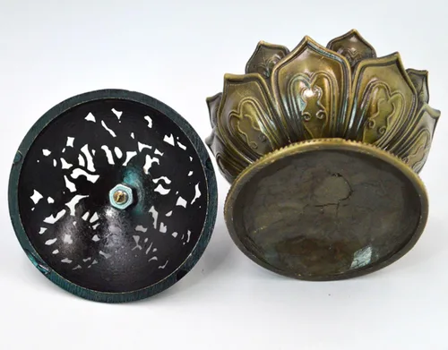 Miniatura 6 de Buddha Lotus Flower Zinc Aleación Metal Incienso Quemador Incienso Titular Incienso Incienso para palo/Cono/Pequeña Bobina Incienso Gris metálico