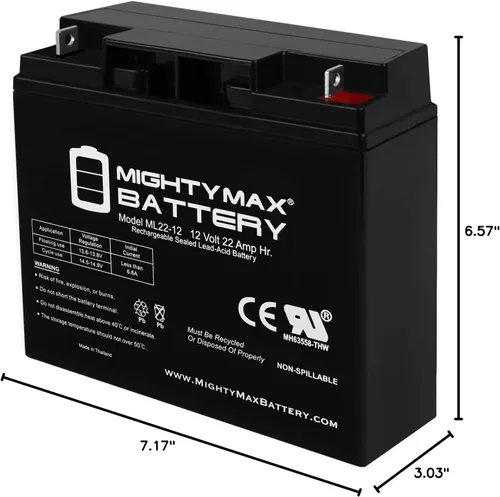 Miniatura 8 de Mighty Max Battery Batería de 12V 22AH que reemplaza 51814 6fm17 6-dzm-20 6-fm-18 lcx1220p