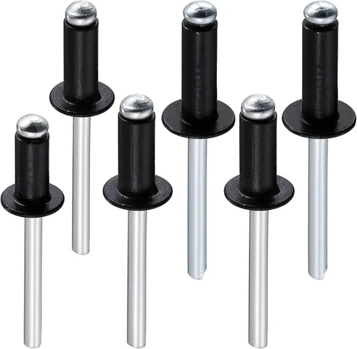 Miniatura 9 de Wensilon (80 piezas) Juego de remaches ciegos profesionales negros de aluminio, juego de agarre de aluminio y mandril de acero