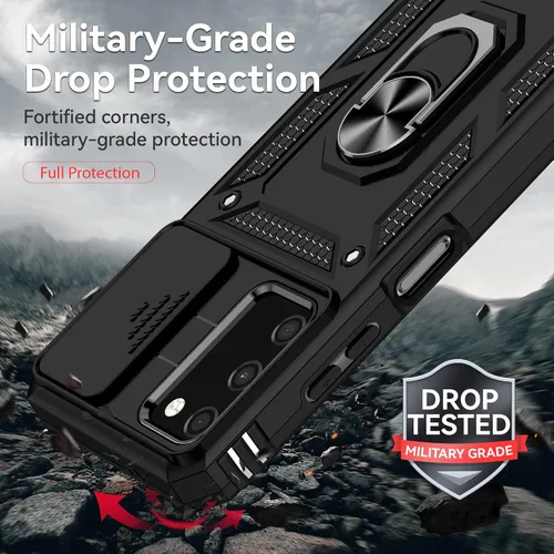 Miniatura 6 de Funda para Galaxy A03S, con protectores de pantalla y funda para cámara, [grado militar] de 16 pies. Funda a prueba de caídas con soporte magnético
