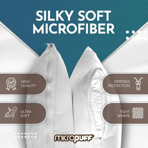 Miniatura 2 de Micropuff Protectores de almohada de tamaño estándar con cremallera, paquete de 2, funda de almohada hipoalergénica suave y transpirable. Funda