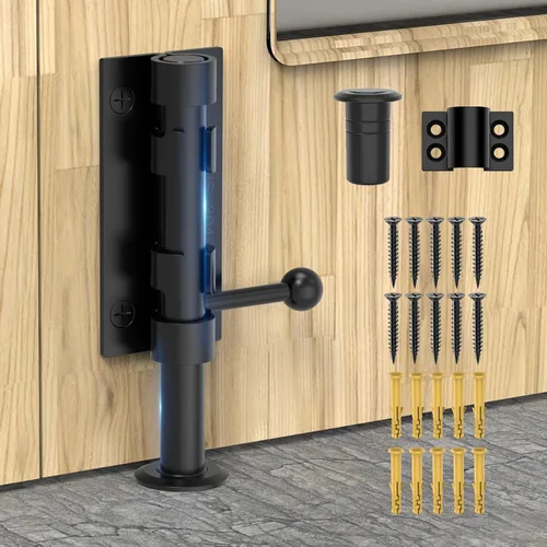 Miniatura 11 de Cerradura de puerta de perno deslizante, cerrojo de barril, 6.3 pulgadas, resistente, acero inoxidable 304, acabado plateado, para valla de madera