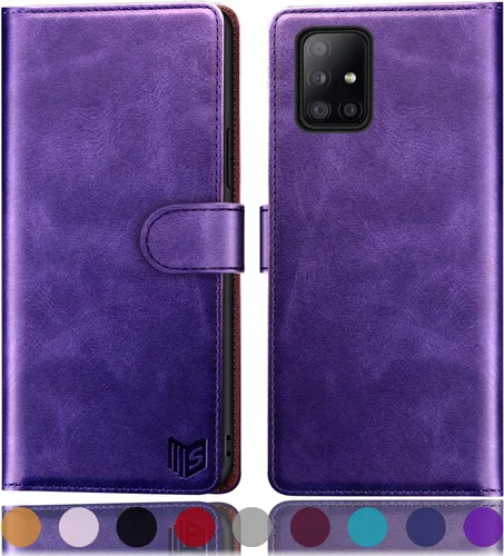 Miniatura 10 de SUANPOT Funda de piel tipo cartera para Samsung Galaxy A71 5G (versión 4G) con tarjetero de crédito RFID, con tapa para Samsung A71, funda