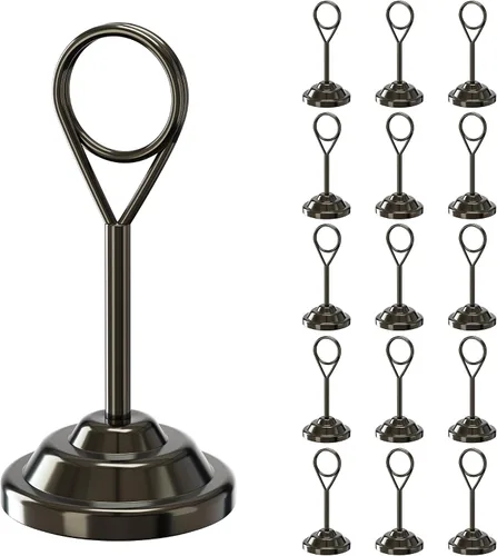 Miniatura 11 de Urban Deco 16 tarjeteros de mesa de acero de 4 pulgadas para fotos, letreros de comida, notas de notas, bodas, restaurantes, cumpleaños