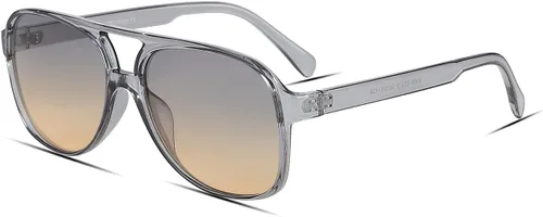 Lentes de sol vintage retro de los años 70 para mujer y hombre, montura clásica, cuadrada y grande estilo aviador, lentes naranjas de moda UV400