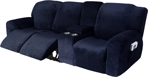 Miniatura 42 de Aedlcal Fundas para sofá reclinable, 10 piezas, fundas de sofá reclinable de felpa de terciopelo con consola central, con bolsillo lateral