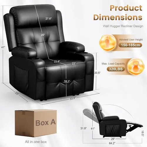 Miniatura 2 de Juego de sofá reclinable, reclinables pegados a la pared para RV con loveseat reclinable y silla individual, juego de sofá reclinable para cine