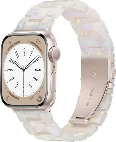 Miniatura 26 de Compatible con Apple Watch Band de 1.614 in, 1.575 in, 1.496 in o 1.929 in, 1.772 in, 1.732 in, 1.654 in, correa de repuesto de resina ligera Blanco