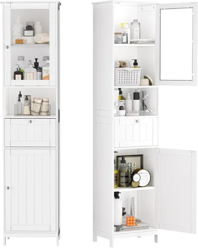 Miniatura 16 de INTERGREAT 67" Tall Bathroom Cabinet, Storage Cabinet with 2 Doors & 1 Drawer, Bathroom Storage Cabinets with Adjustable Shelves, for Living Room