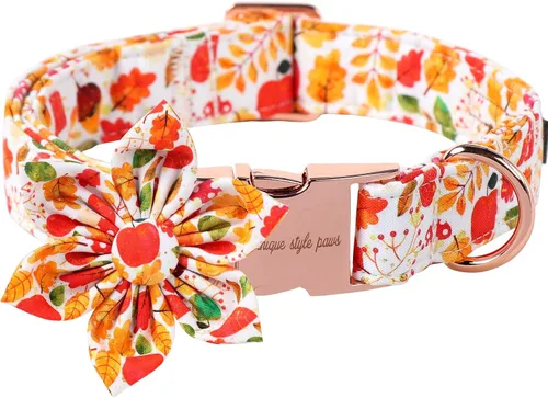 Miniatura 21 de Unique style paws Collar de perro con flor, collar de perro ajustable, patrón de flores, collar duradero para mascotas para perros pequeños, Flor