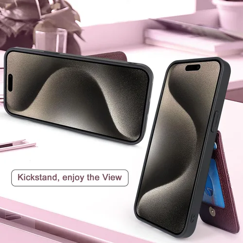 Miniatura 4 de Harryshell Funda compatible con iPhone 13 Pro Max con ranuras para tarjetas [capacidad para hasta 6 tarjetas] Función de soporte, bolsillo