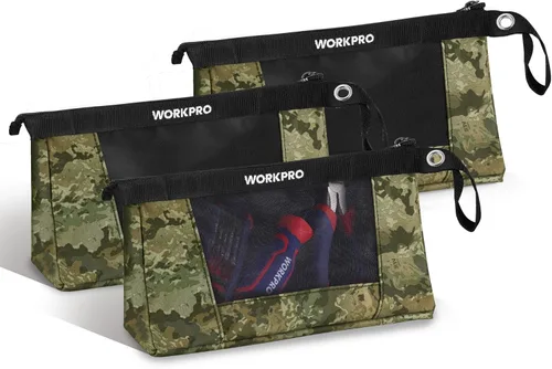 Miniatura 8 de WORKPRO Bolsas para herramientas de 12", bolsa de herramientas pequeña resistente, bolsa pequeña para herramientas utilitarias para organizadores