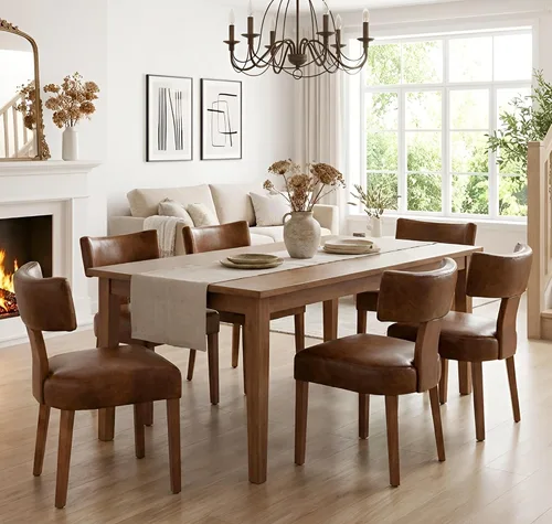 Miniatura 21 de Shunzhi Juego de 2 sillas de comedor modernas de mediados de siglo, sillas tapizadas de madera para comedor, sillas de cocina estilo granja, sillas