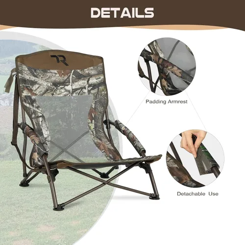 Miniatura 5 de TR Silla de Campamento Baja, Sillas de Césped Bajas para Conciertos Ligeras de Alta Resistencia, Silla Baja con Bolsa de Transporte para Acampar al
