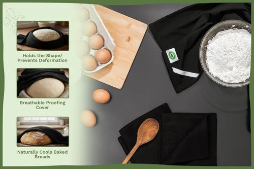 Miniatura 3 de Paños de Cocina Negros de Saco de Harina - 100% Algodón, 27"x27", Paquete de 5, Paños de Cocina Altamente Absorbentes - Uso Versátil para Hornear