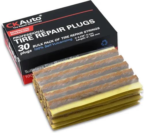 Miniatura 13 de CKAuto 60 cuerdas de reparación de neumáticos marrones de 4 pulgadas, tapones de reparación de neumáticos para neumáticos todoterreno sin cámara