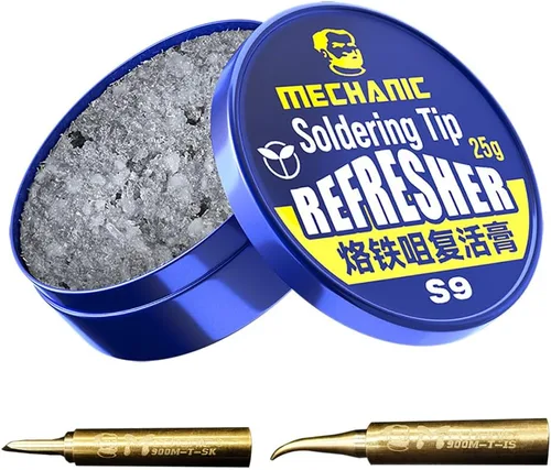 Kit 4 en 1 2 piezas de pasta de actualización de punta de hierro de soldadura con 2 piezas de punta de soldador de cobre, crema de resurrección de