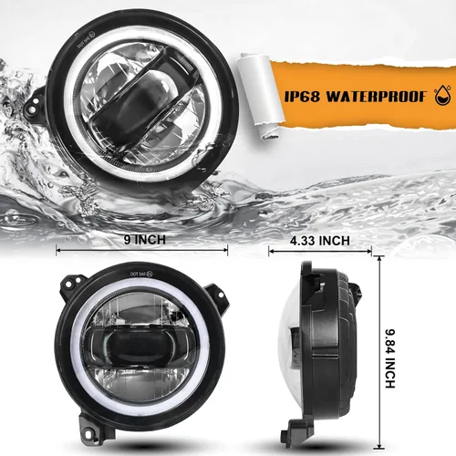 Miniatura 4 de YEEGO DIRECT Faros LED de 9 pulgadas para faros de Wrangler, faros RGB con halo para Wrangler JL JLU/Gladiator JT 2018-2025, aprobados por DOT