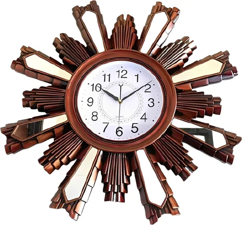 ICE Armor Reloj de pared decorativo de 29 pulgadas de alto, color marrón, estilo antiguo, con forma de explosión, añade encanto atemporal a
