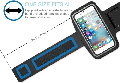 Miniatura 3 de MMOBIEL - Brazalete deportivo elástico con soporte para llaves, tira reflectante y cubierta para pantalla táctil, se adapta a teléfonos de hasta 7.1