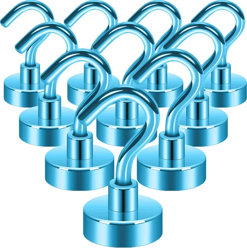 Miniatura 70 de NEOSMUK - Ganchos magnéticos de alta resistencia con imán de neodimio extrafuerte para colgar en refrigerador, caja de herramientas, crucero o Azul